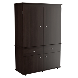 inval america 2-drawer 4-shelf armoire in espresso