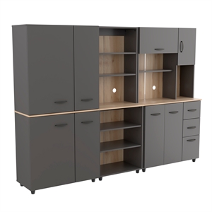 inval proforte 3-piece garage cabinet set in dark gray and maple