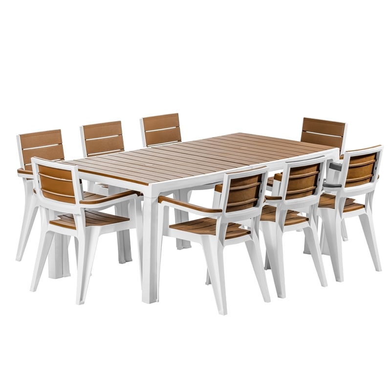 White 8 seater online dining table and chairs