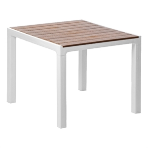 inval madeira 4-seat patio dining table in white/teak brown