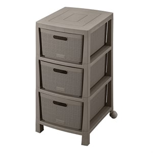 inval america 3-drawer resin storage cabinet with front legs in mocha