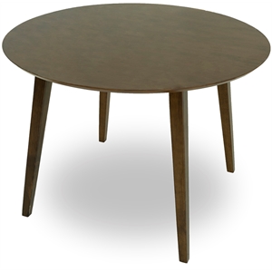 candida mid-century modern round solid wood dining table in brown