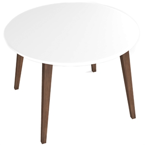 Candida Modern Style Solid Wood Walnut/White Top 43.3&quot Round Dining Table