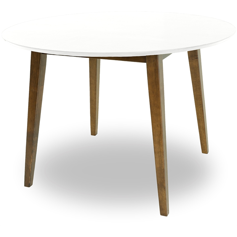Round Solid Wood Dining Table In White, Round White Solid Wood Dining Table