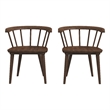 Riley Mid-Century Modern Solid Wood Dining Chair in Brown (Set of 2)