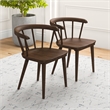 Riley Mid-Century Modern Solid Wood Dining Chair in Brown (Set of 2)