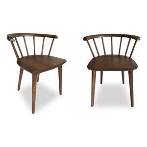 mid-century modern riley solid wood dining chair in brown (set of 2)
