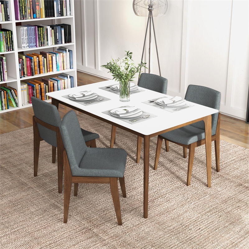 Levi Mid-Century Polyester Blend Fabric Dining Chair in Dark Gray