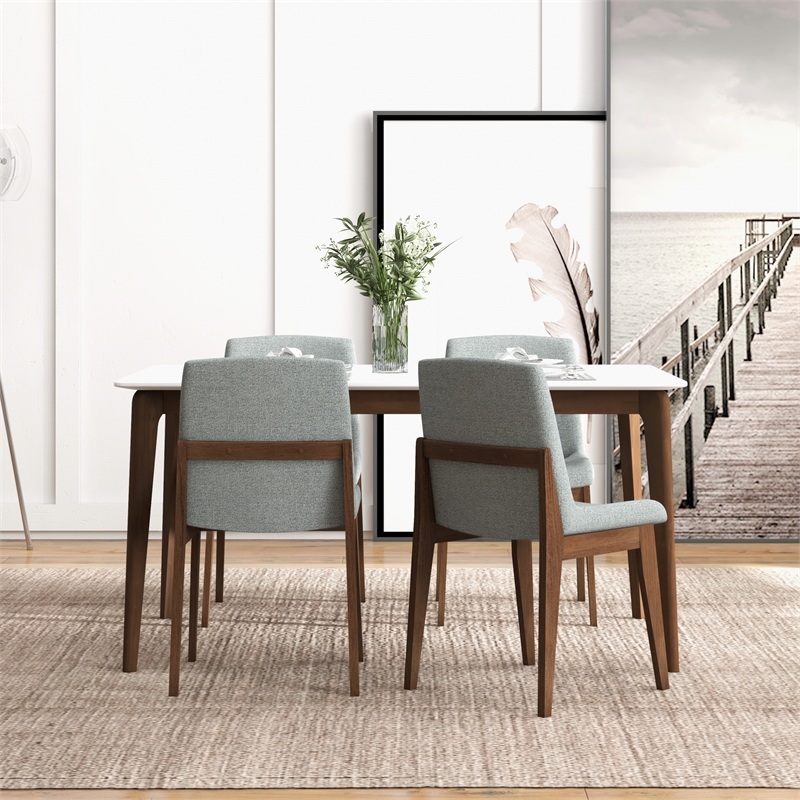 Ashcroft Levi Fabric Upholstered Dining Chair in Light Gray (Set of 2)