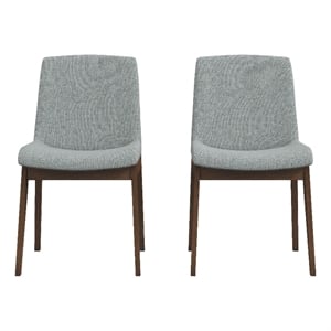 Ashcroft Levi Fabric Upholstered Dining Chair in Light Gray (Set of 2)