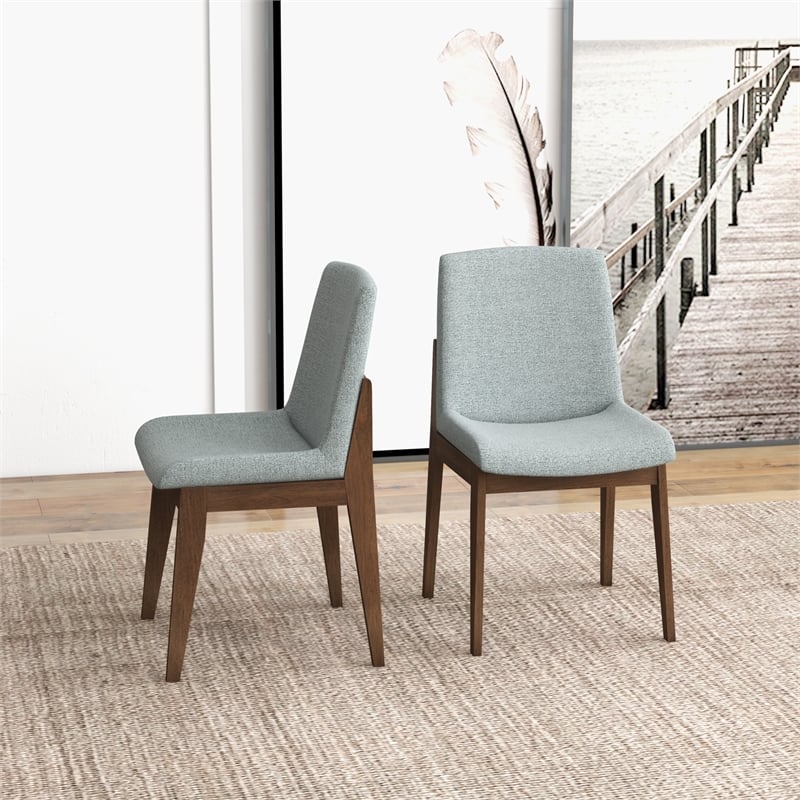 Ashcroft Levi Fabric Upholstered Dining Chair in Light Gray (Set of 2)