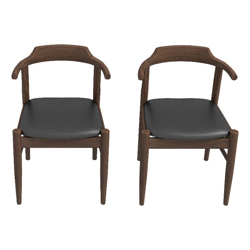 Latham Mid-Century Modern Black Faux Leather Dining Chair (Set of 2)