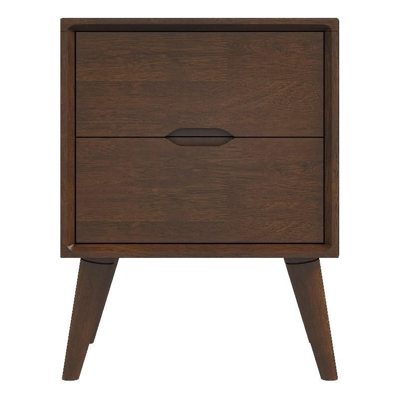 Edie Mid Century Modern Walnut Nightstand Bed Side Tables with 2 Drawers