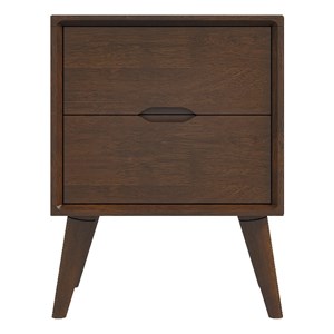 edie mid century modern walnut nightstand bed side tables with 2 drawers