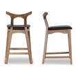Crotone Mid-Century Modern Square Faux Leather Counter Stool in Black