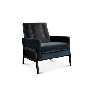dark mid-century modern tight back velvet lounge chair in dark gray
