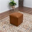 Chambery Mid-Century Modern Design Square Genuine Leather Ottoman in Espresso