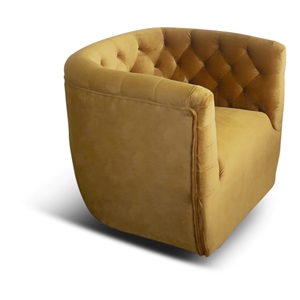 rose mid-century modern tufted back velvet swivel chair