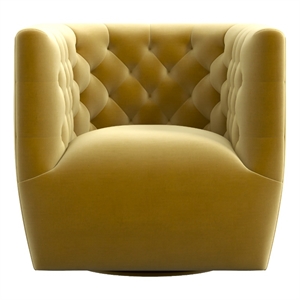 Rose Mid Century Modern Comfy Dark Yellow Velvet Swivel Accent Chair
