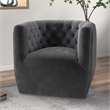 Rose Mid Century Modern Comfy Dark Gray Velvet Swivel Accent Chair