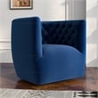 Rose Mid Century Modern Comfy Navy Blue Velvet Swivel Accent Chair