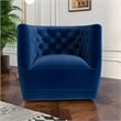 Rose Mid Century Modern Comfy Navy Blue Velvet Swivel Accent Chair