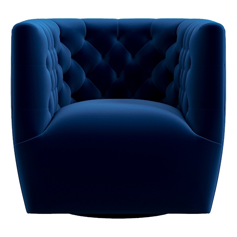 Rose Mid Century Modern Comfy Navy Blue Velvet Swivel Accent Chair