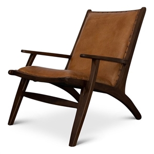 margot mid-century modern tight back genuine leather lounge chair