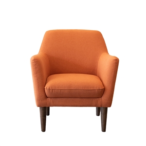 mid-century modern scarlett orange fabric living room armchair