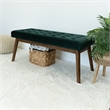 Allen Mid-Century Modern Velvet Button-Tufted Upholstered Bench in Green