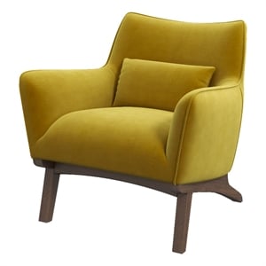 Gatsby Mid-Century Modern Tight Back Velvet Upholstered Armchair in Gold