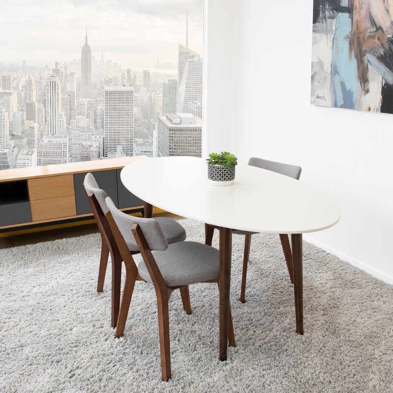 MidCentury Modern Bristol Walnut Wood/White Top Dining Table ASH6060