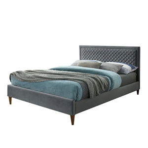 mid-century modern (queen) charlie gray velvet bed frame