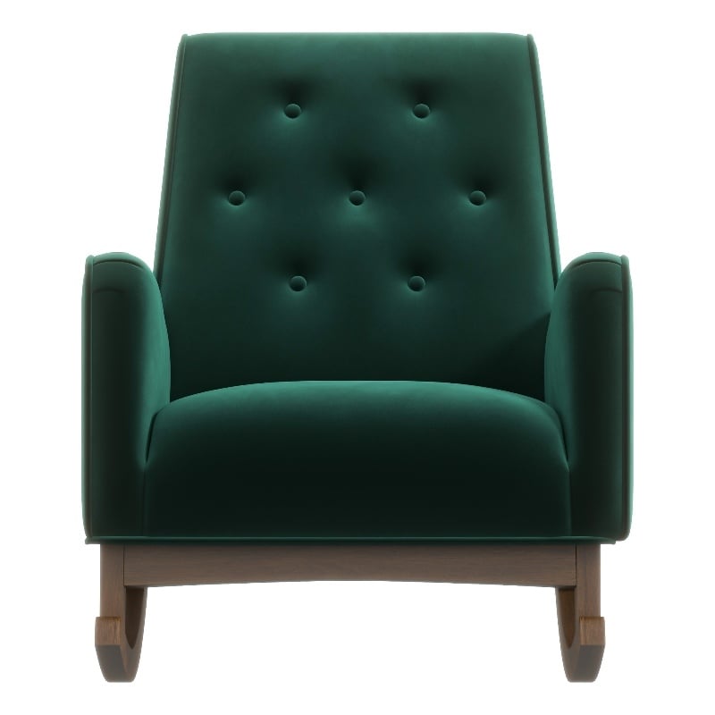 Dalston Mid Century Modern Velvet Rocker Livingroom and Bedroom Chair in Green
