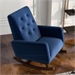 Dalston Mid-Century Modern  Tight Back Velvet Nursery Rocking Chair in Blue