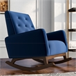 Dalston Mid-Century Modern  Tight Back Velvet Nursery Rocking Chair in Blue