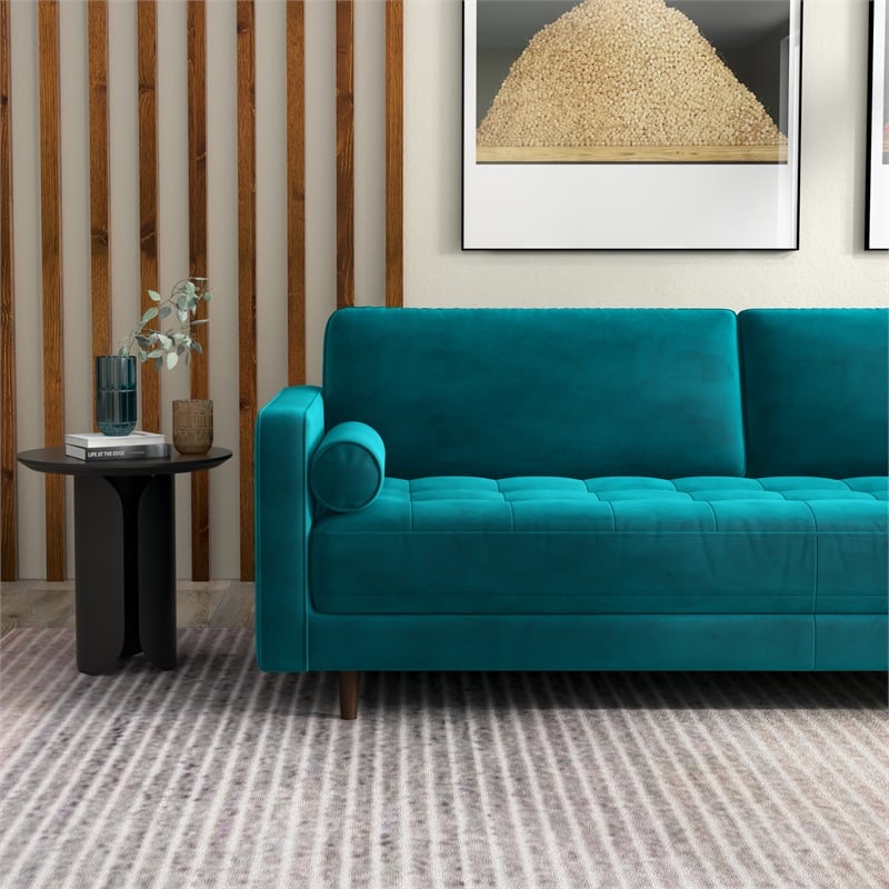 Demi Living Room Mid-Century Modern Cushion Back Velvet Sofa in ...
