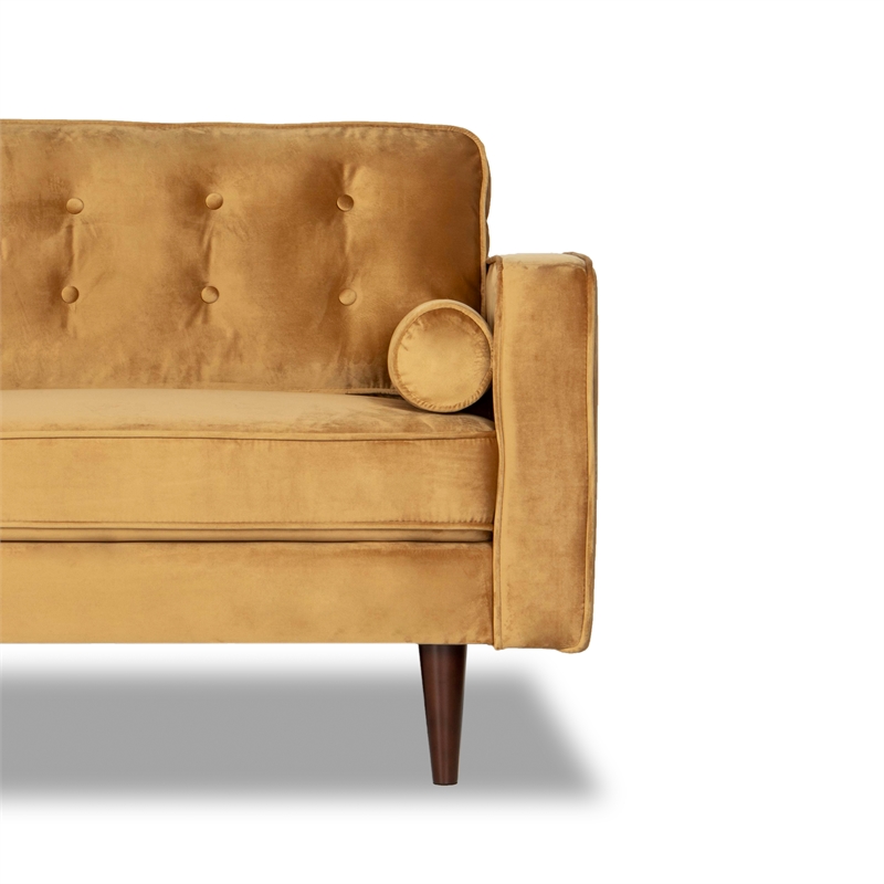MidCentury Modern Dark Yellow Harriet Velvet Sofa ASH2812
