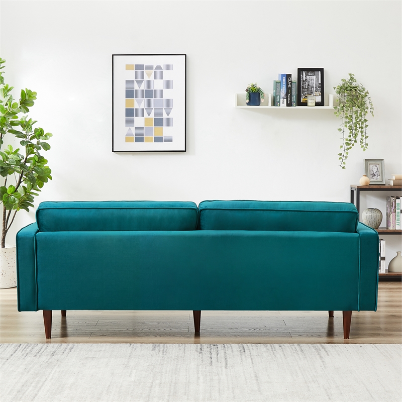 Harriet Mid Century Modern Tufted Back Velvet Sofa In Turquoise Bushfurniturecollection Com Harriet Mid Century Modern Tufted Back, Velvet Tufted Sofa Cover