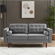 Harriet Mid Century Modern Upholstered Tufted Back Velvet Loveseat Sofa in Gray