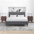 Wyatt Mid Century Modern Gray Fabric Upholstered Queen Platform Bed