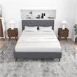 Wyatt Mid Century Modern Gray Fabric Upholstered Queen Platform Bed