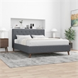 Wyatt Mid Century Modern Gray Fabric Upholstered Queen Platform Bed