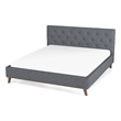 Wyatt Mid Century Modern Gray Fabric Upholstered Queen Platform Bed