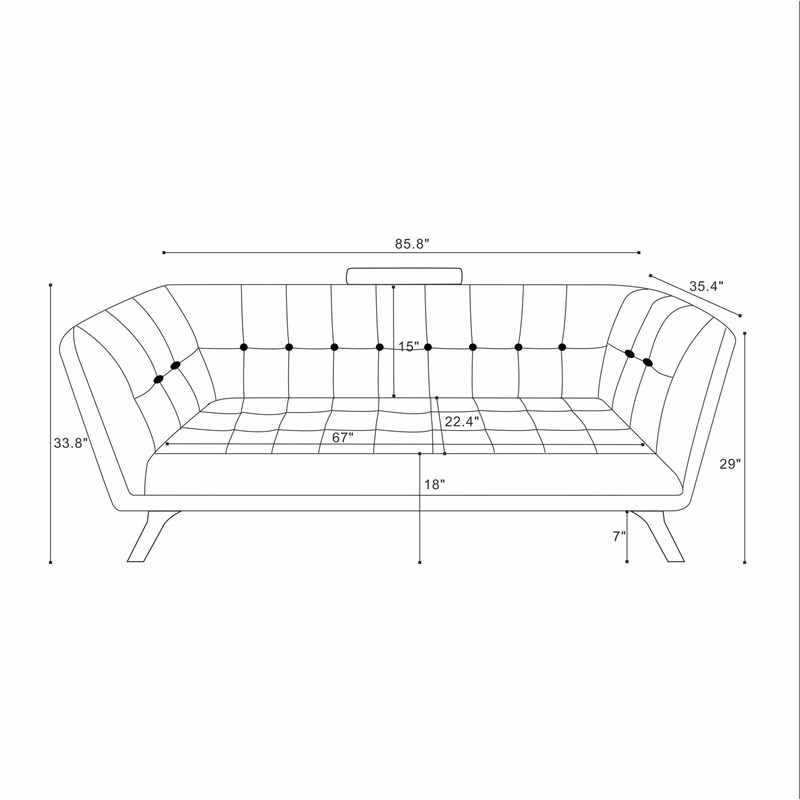 Allen  Modern Chesterfield Tufted Fabric Living Room Sofa in Gray