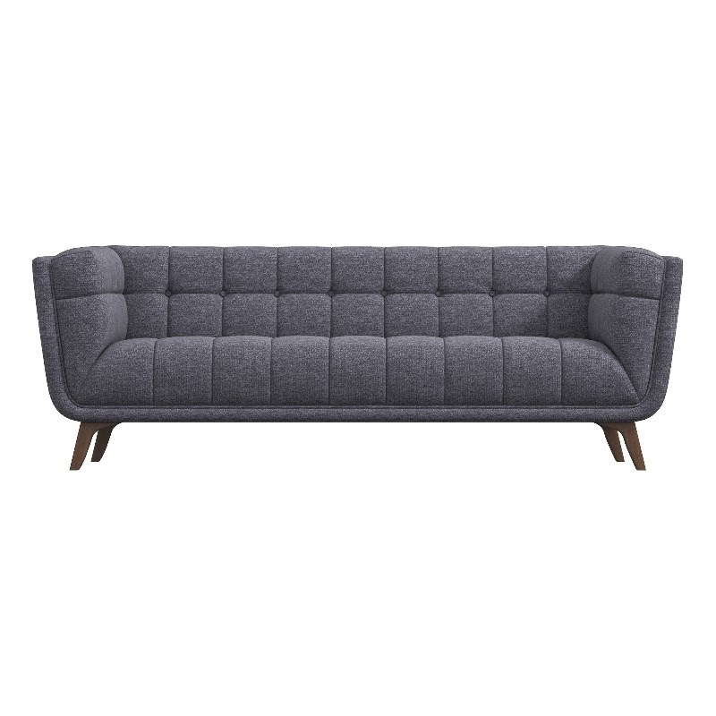 Allen  Modern Chesterfield Tufted Fabric Living Room Sofa in Gray