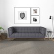 Allen  Modern Chesterfield Tufted Fabric Living Room Sofa in Gray