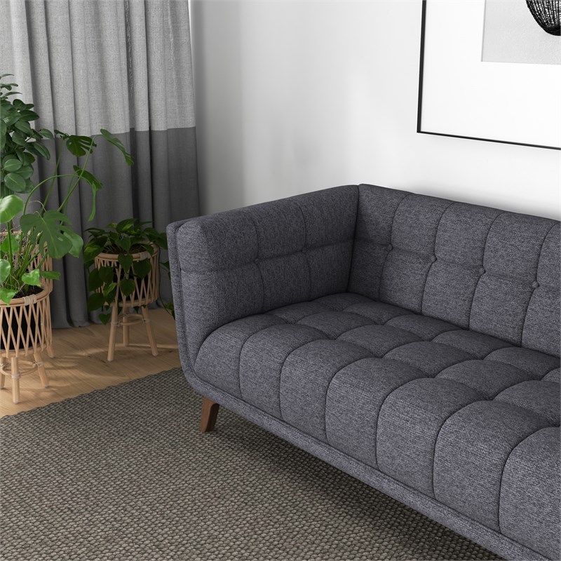 Allen  Modern Chesterfield Tufted Fabric Living Room Sofa in Gray