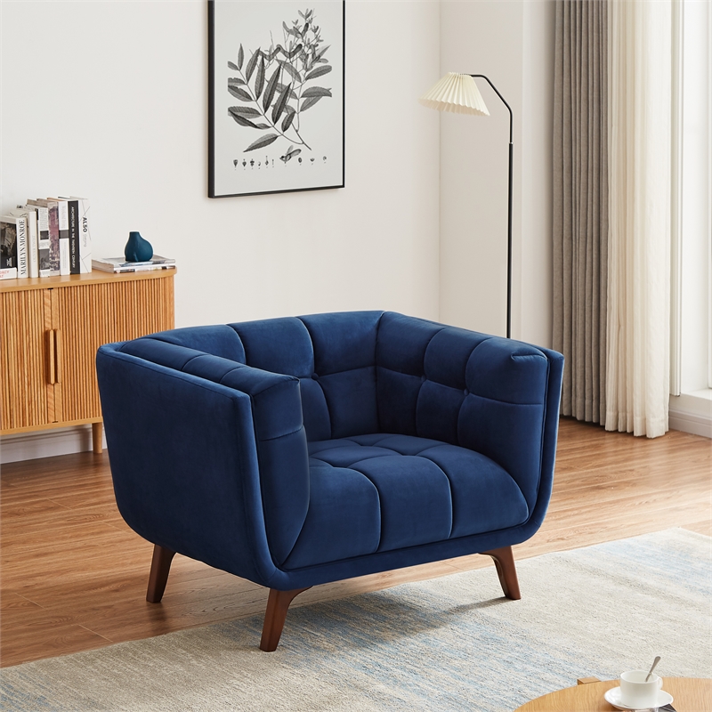 mid century armchair blue