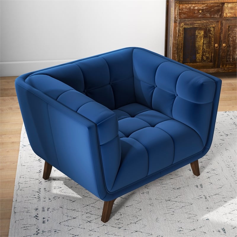 Blue velvet mid on sale century chair